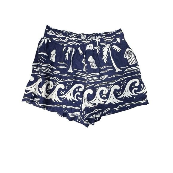 C&C California Hawaiian Button Up Shirt & Short Set Linen Blend Womens Medium - Picture 10 of 13